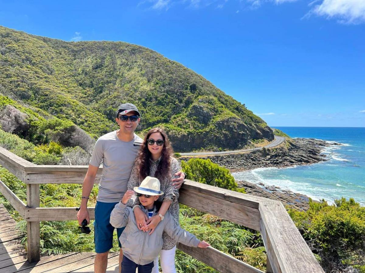 (pictured: Tin and his family expolring the Great Ocean Road)